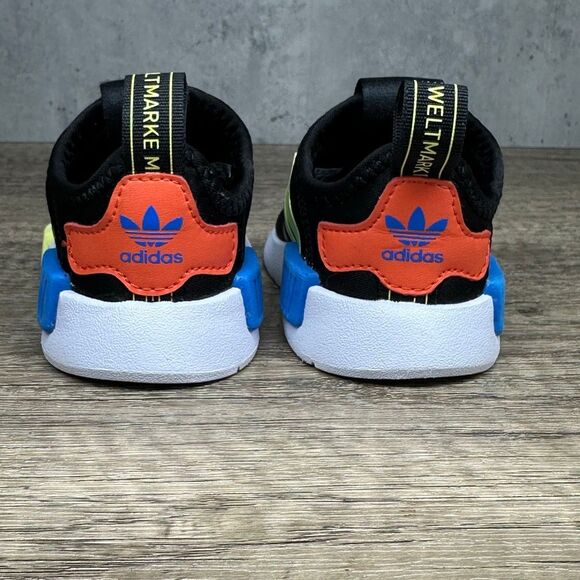 Adidas NMD 360 I [GX8393] Toddler Blk/Neon Yellow/Blue  Sneakers~Size 4K - Picture 4 of 8